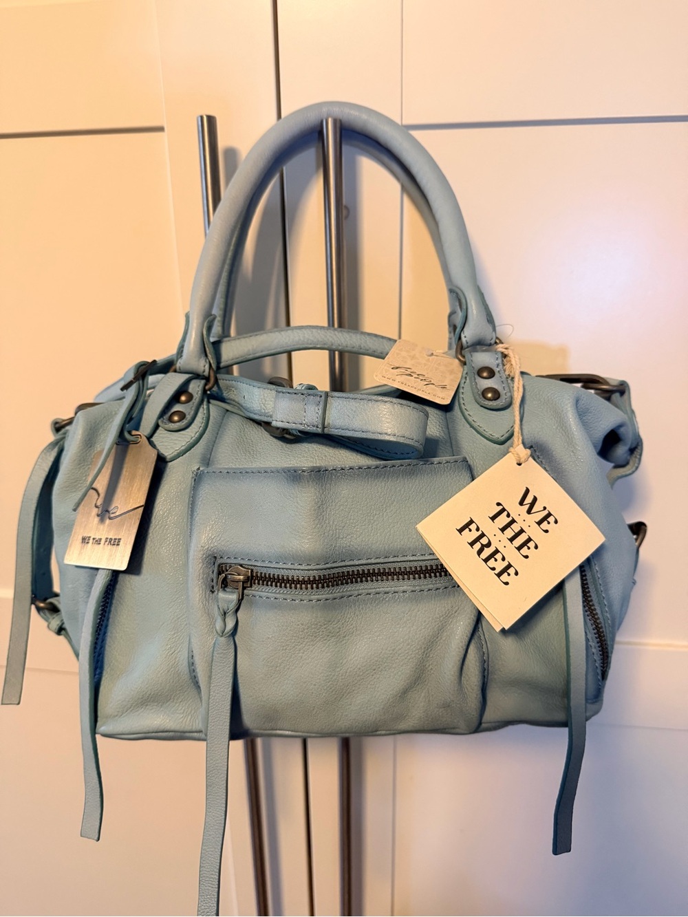 NWT NEW We The Free People Baby Emerson Satchel Washed Sail